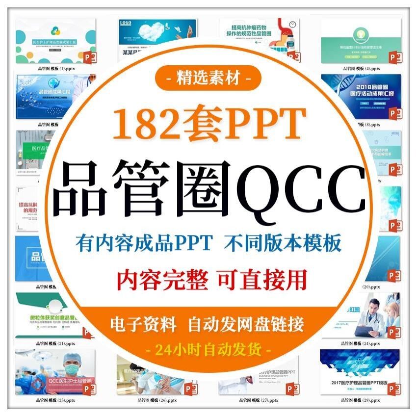 品管圈QCC报告PPT模板医生护士医疗医学医院护理PDCA循环案例汇报