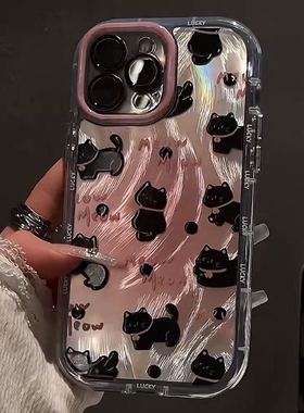 火凤适用苹果16pro max手机壳16pro保护套16苹果15防摔14promax/手机壳11xs卡纸xriPhone8PlusA黑猫7套6s