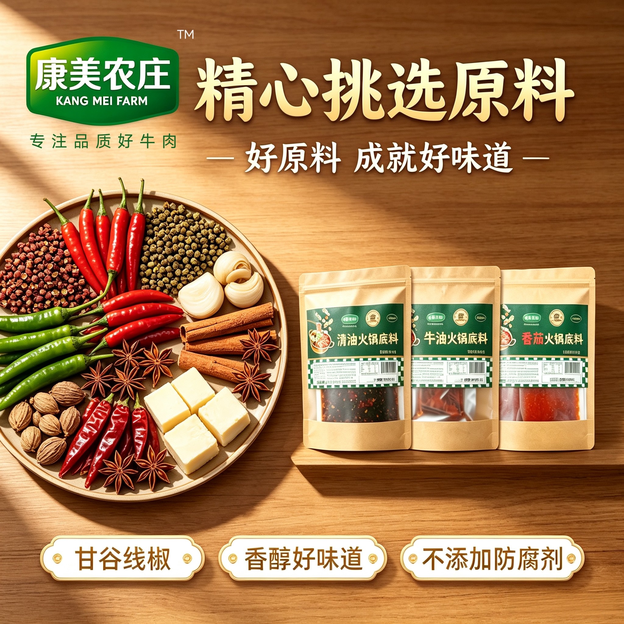 康美农庄川渝口味番茄清油牛油火锅底料家用冒菜麻辣烫底料