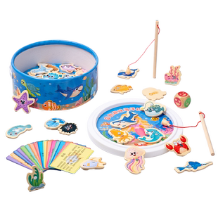 木质宝宝磁性钓鱼儿童玩具益智早教婴幼儿1-2一两岁半3男孩子女孩