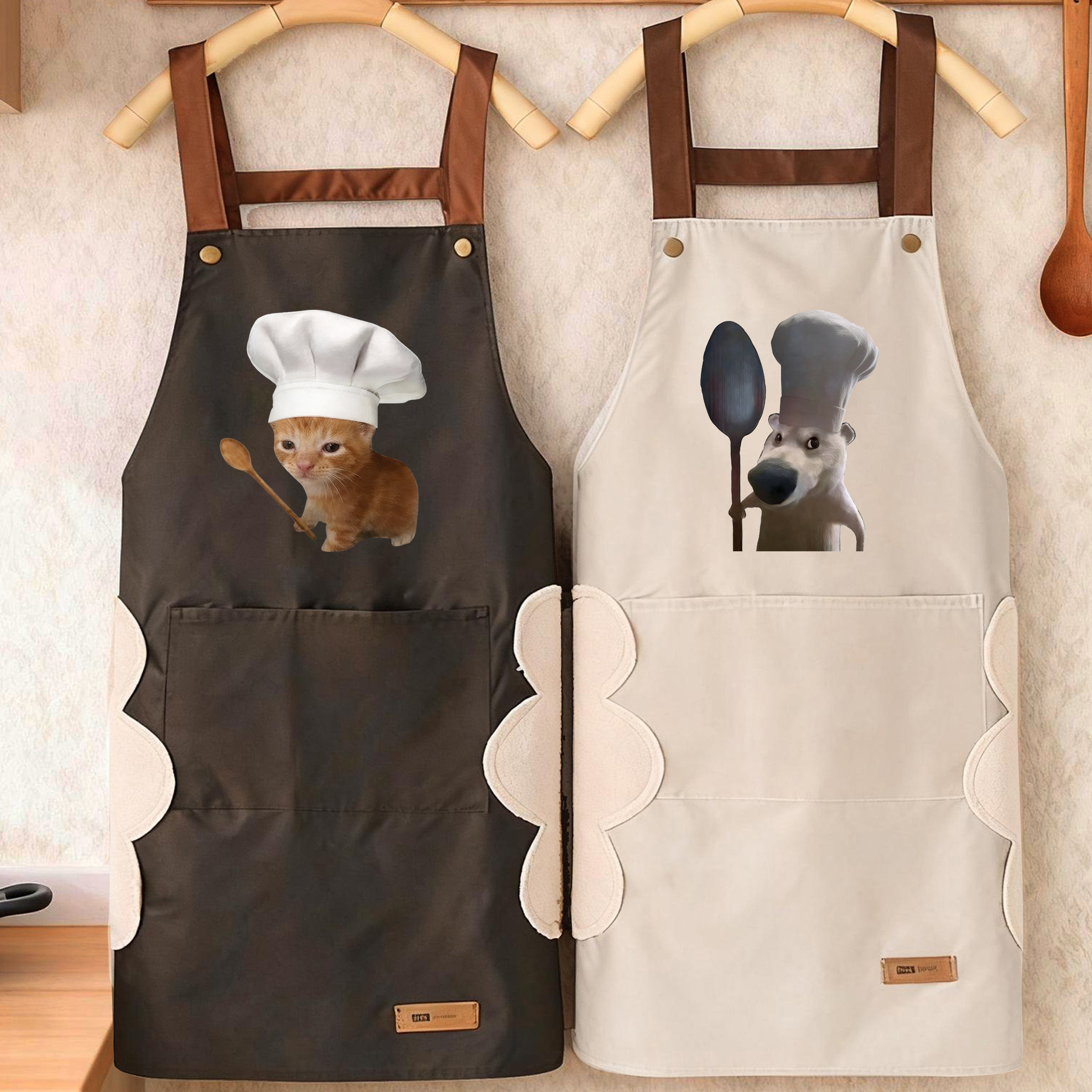 料理狗王抽象围裙家用印字logo新款时尚餐饮做饭厨房防油定制防水