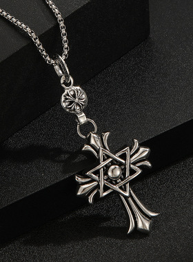 克罗星复古十字架毛衣链吊坠辣妹长款朋克小众设计颈饰项链装饰