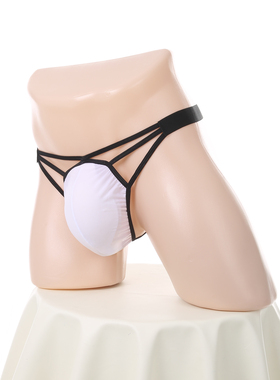 男士镂空细带内裤性感低腰冰丝纯色丁字裤成人个性特色U凸大显T裤