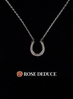 Rose Deduce幸运马蹄项链原创满钻U型吊坠小众轻奢银色O字锁骨链