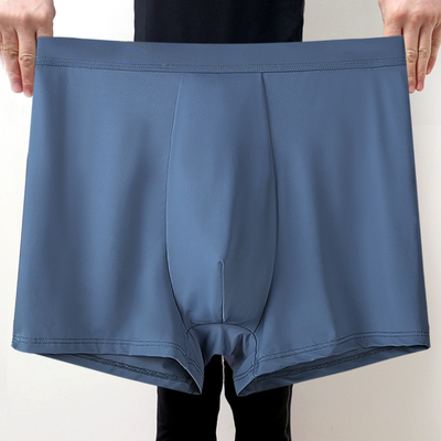 夏季高腰深裆冰丝宽松男士内裤加肥大码胖子平角裤头纯色裤头薄款