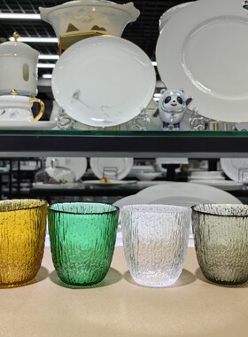 ROUPA罗派树皮纹彩色玻璃杯水杯果汁杯洋酒杯饮料杯绿色灰色透明