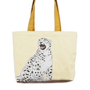 雪豹可爱动物写真单肩横版 印花潮流背包 创意休闲帆布包时尚