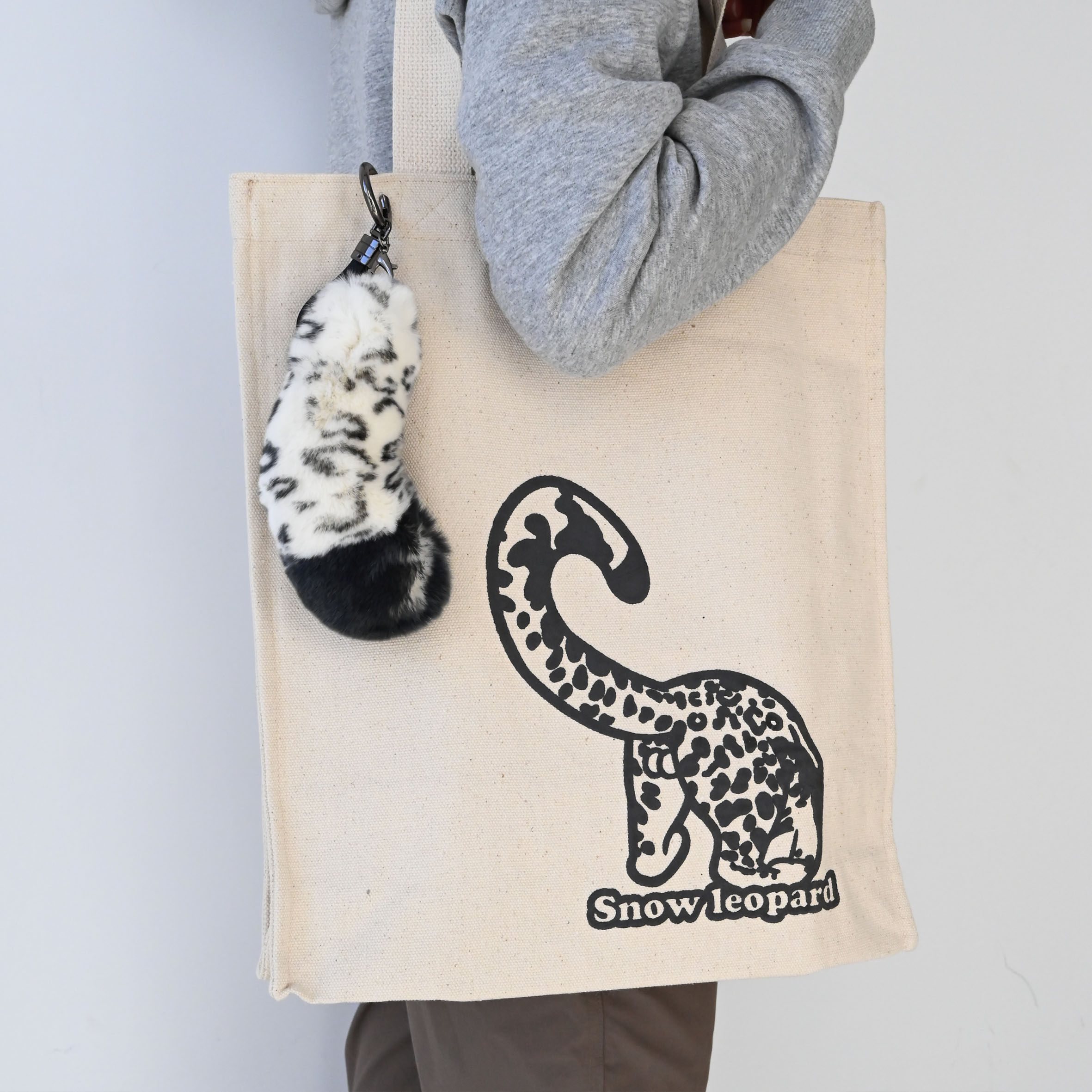 雪豹蛋蛋原创手绘创意插画周边收纳单肩双面加厚帆布包