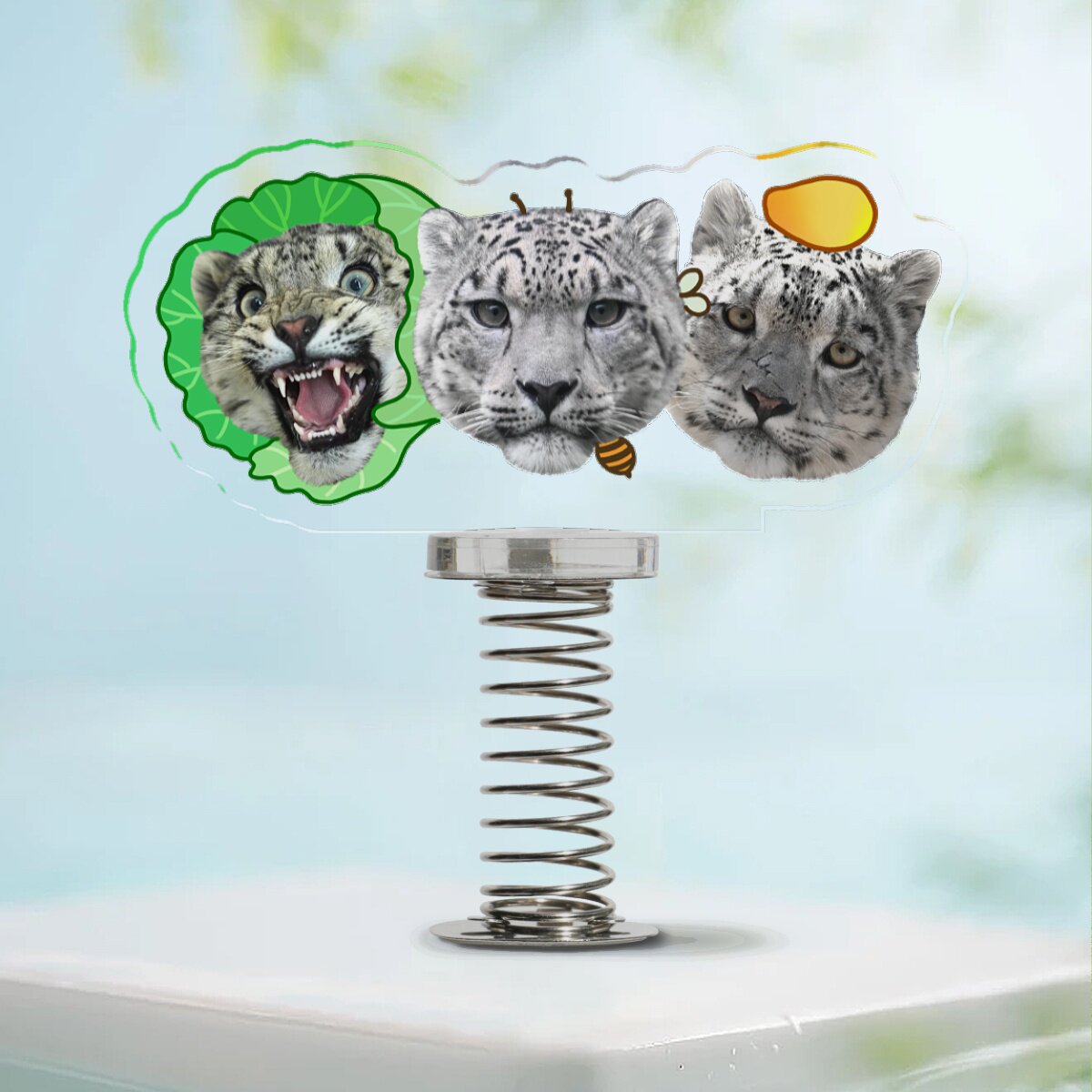 雪豹兔狲藏狐猞猁亚克力弹簧摇摇乐立牌桌面摆件西野动物园文创图片