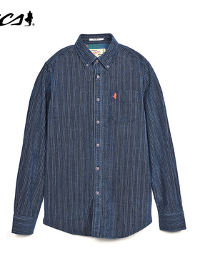 MCS男装源自万宝路灯芯绒纯棉宽松休闲长袖衬衫衬衣男春秋季节款