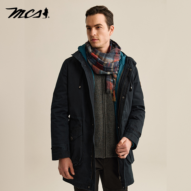 可拆卸内胆连帽羽绒服外套