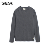 MCS男装 T恤 源自万宝路全棉休闲简约罗纹圆领通勤纯色百搭微弹长袖