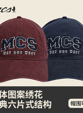 MCS源自万宝路新款棒球帽男女通用美式复古软顶百搭全棉绣花帽子