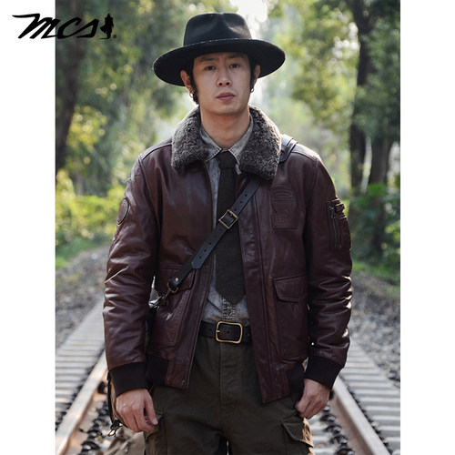 MCS战壕野战绵羊可卸翻毛领皮衣