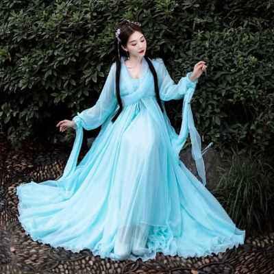 复古风紫色浅紫色汉服古装渐变白娘子演出服仙气飞天新款女装影楼