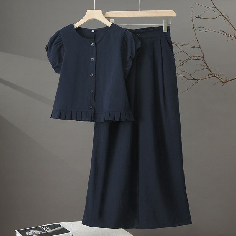 时尚套装女夏季薄款2026新款网红爆款夏装一整套休闲阔腿裤两件套