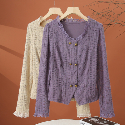 长袖蕾丝打底衫女秋季2025新款