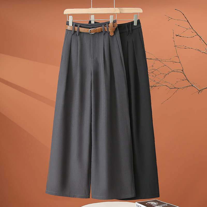 高腰西装裤女春季2026新款灰色阔腿裤宽松显瘦百搭休闲女士直筒裤