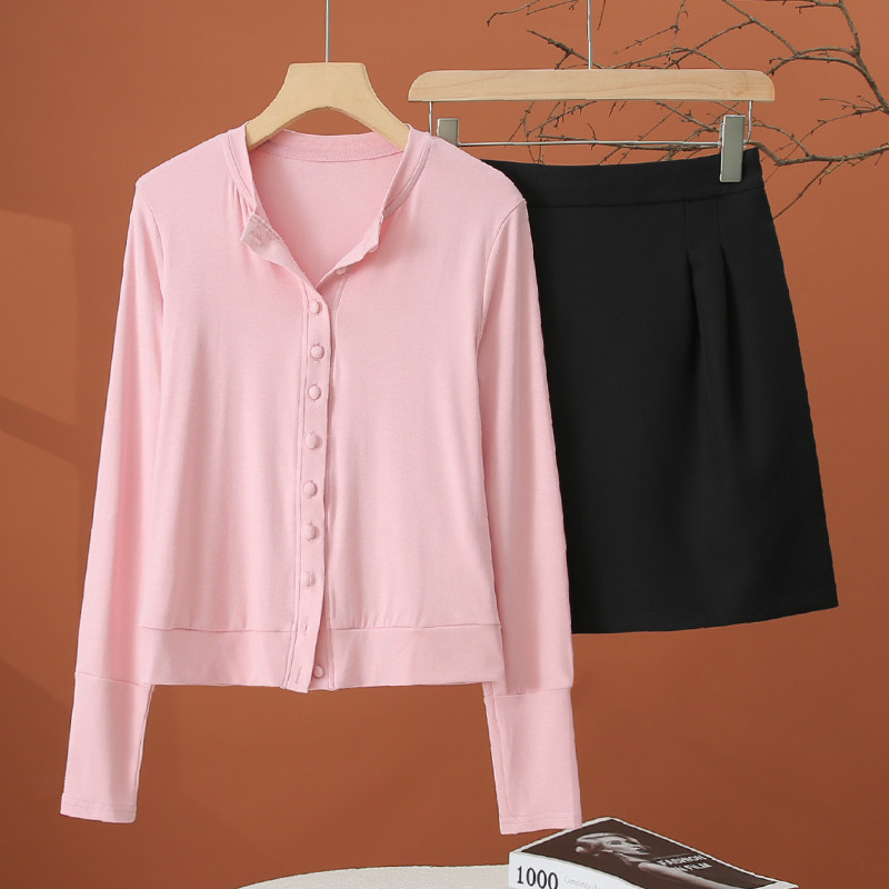 小个子时尚短裙套装女春款2026新款洋气减龄高腰一步半身裙两件套