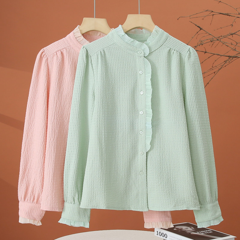 春季长袖荷叶边衬衫女2026新款洋气时尚衬衣春装减龄显瘦女士上衣