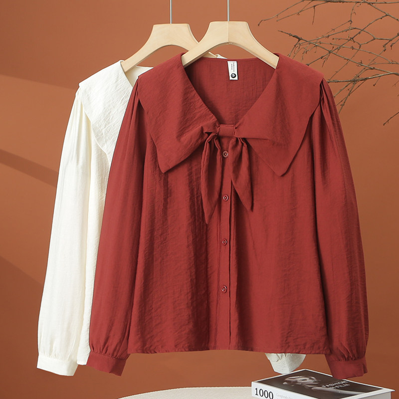 娃娃领长袖衬衫女春季2026新款爆款洋气小衫时尚减龄宽松女士上衣