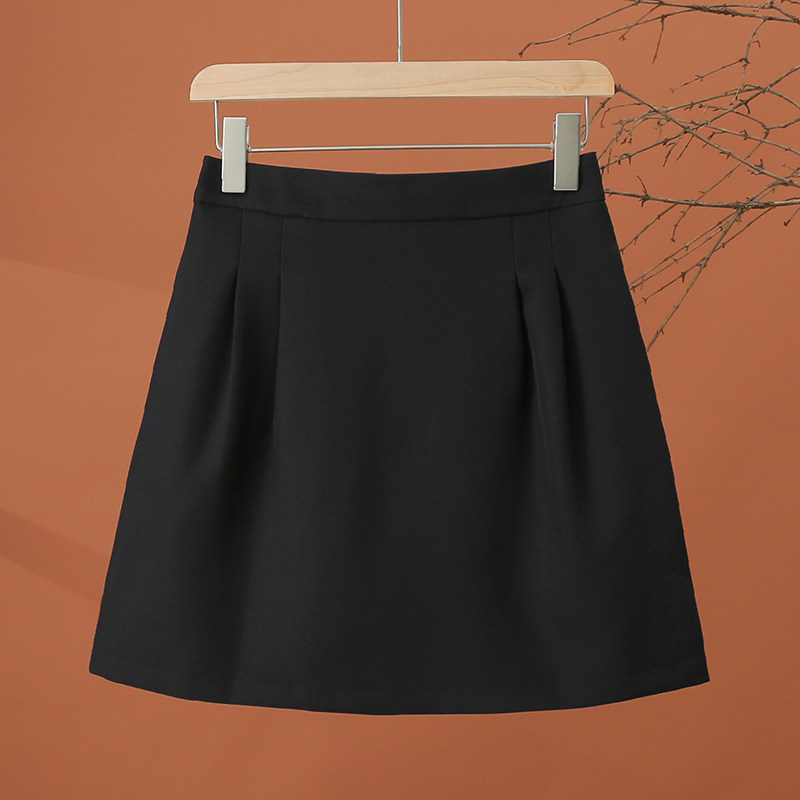 小个子短款a字半身裙女夏款洋气减龄高腰显瘦百搭女士黑色短裙子