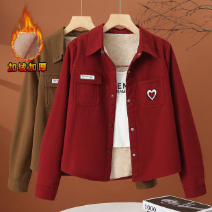 冬季加绒加厚短款外套女2025新款冬装小个子时尚翻领保暖夹克上衣