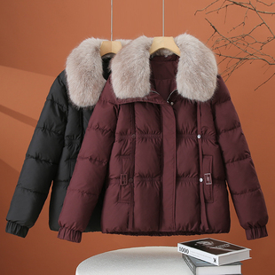 大毛领棉衣外套女冬季2025新款小个子加厚保暖棉服冬天女士棉袄子