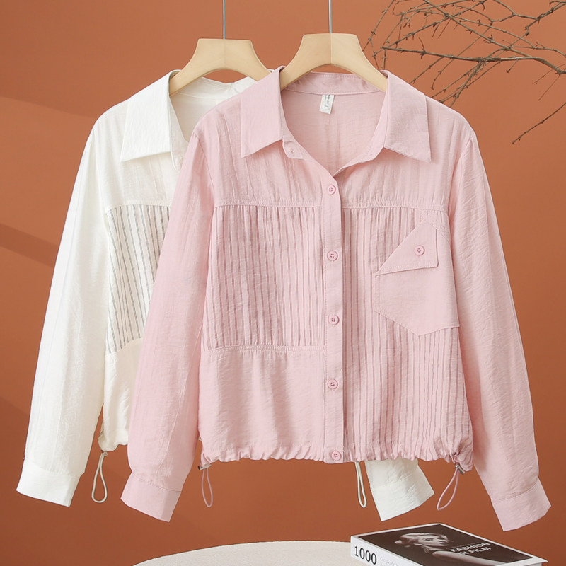 设计感长袖衬衫女春季2026新款粉色衬衣春装时尚洋气宽松女士上衣