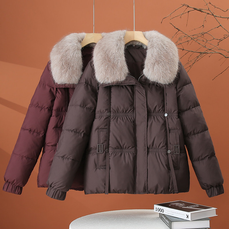 大毛领加厚棉服女2025冬季新款棉袄小个子百搭保暖女士棉衣厚外套