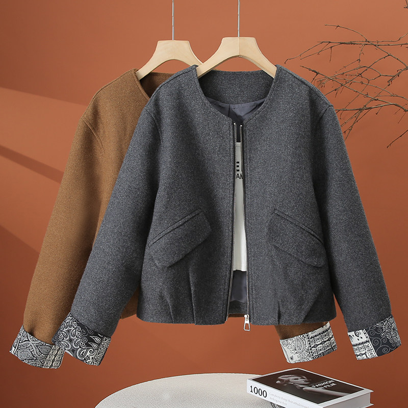 小个子短款毛呢外套女秋冬2025新款呢子外衣时尚洋气宽松休闲上衣,女装/女士精品,短外套,淘宝优惠券,粉丝福利购,淘宝优惠卷