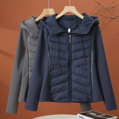 冬季轻薄修身连帽棉服外套女2025
