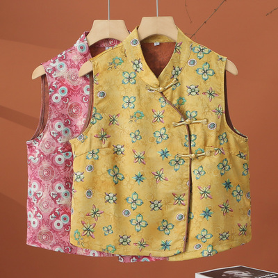 新中式无袖印花衬衫女夏季