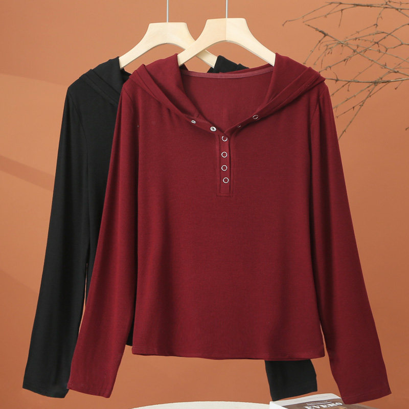 春季长袖连帽t恤女2026年新款女装体恤春装时尚洋气显瘦女士上衣