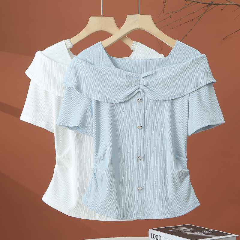 荷叶领短袖t恤女2025夏季新款
