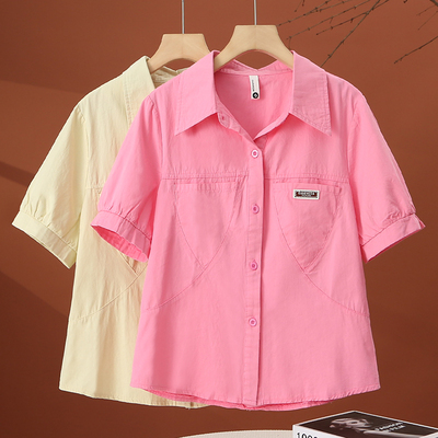 夏季薄款短袖开衫衬衫女