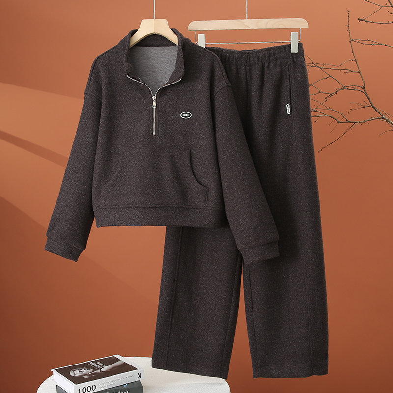 加厚休闲阔腿裤套装女秋冬