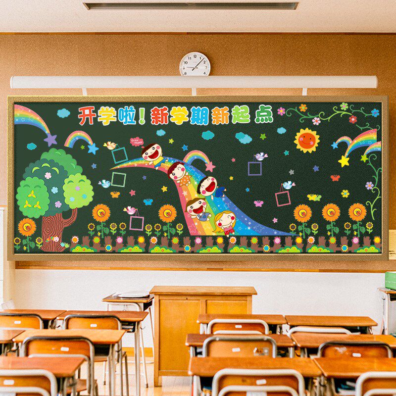 幼儿园新学期开学环创主题墙成品教室小学黑板报装饰墙贴班级布置