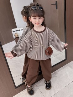 儿童时髦洋气小童韩版 休闲女宝宝秋装 2023秋季 女童卫衣套装 两件套