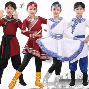 儿童蒙古舞蹈服蒙族中国风薄款 女童筷子舞鸿雁顶碗舞民族演出服装