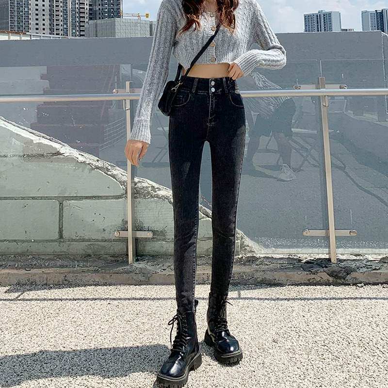 断码批发清仓样衣出口爆款外贸浅色阔腿宽松窄版女款牛仔裤子