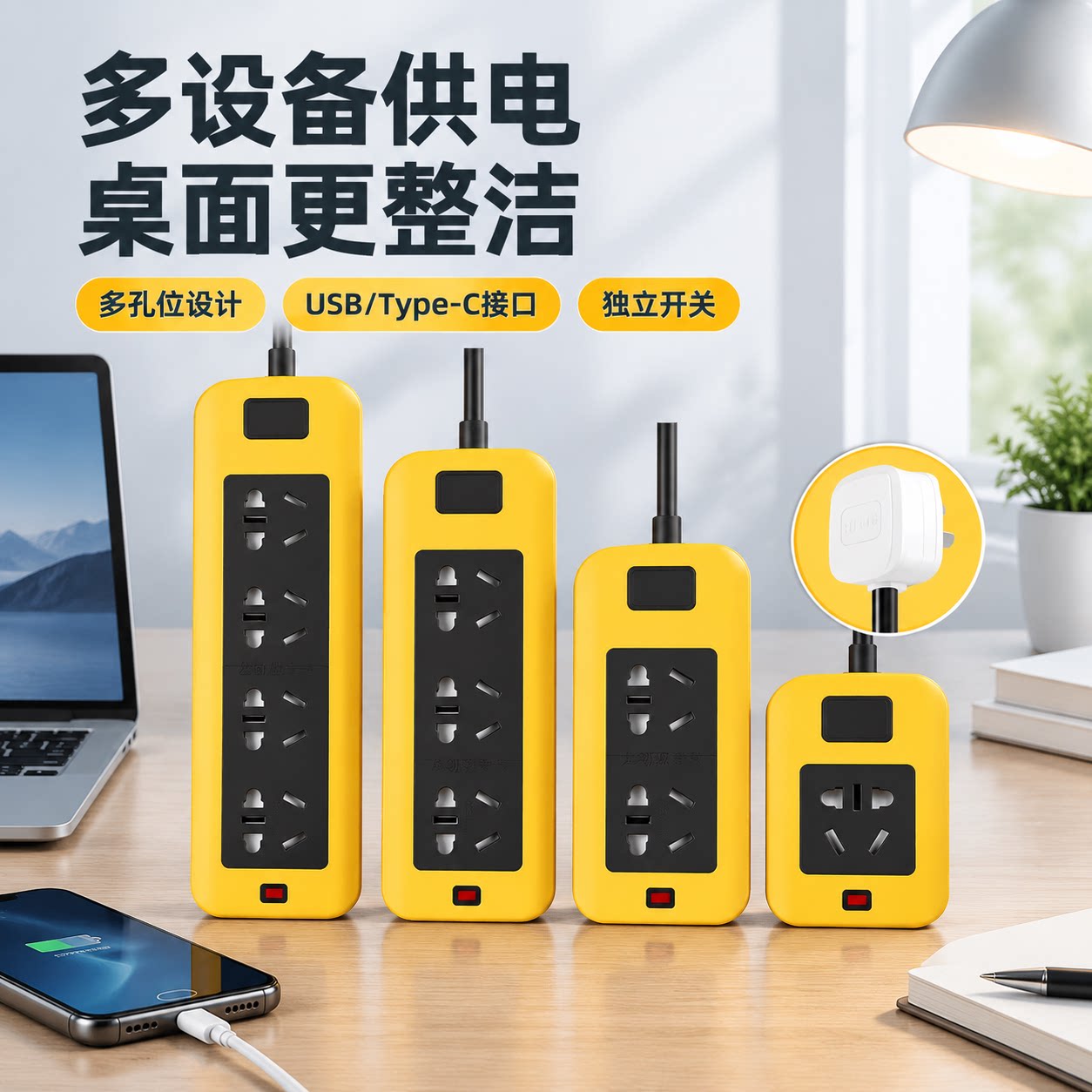 正品官方公矢大功率插排带线多孔位4平方纯铜线家用空调热水器长图片