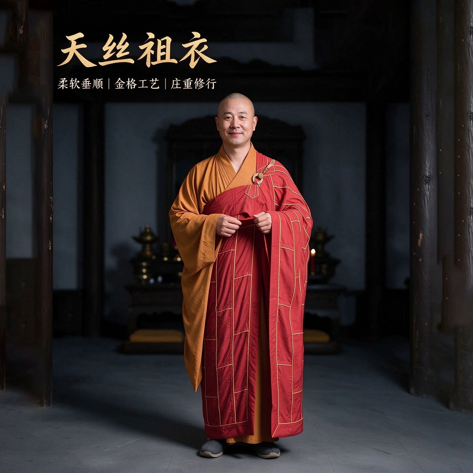 照喜迦天丝祖衣僧服金线刺绣和尚僧侣服柔软垂顺四季通用