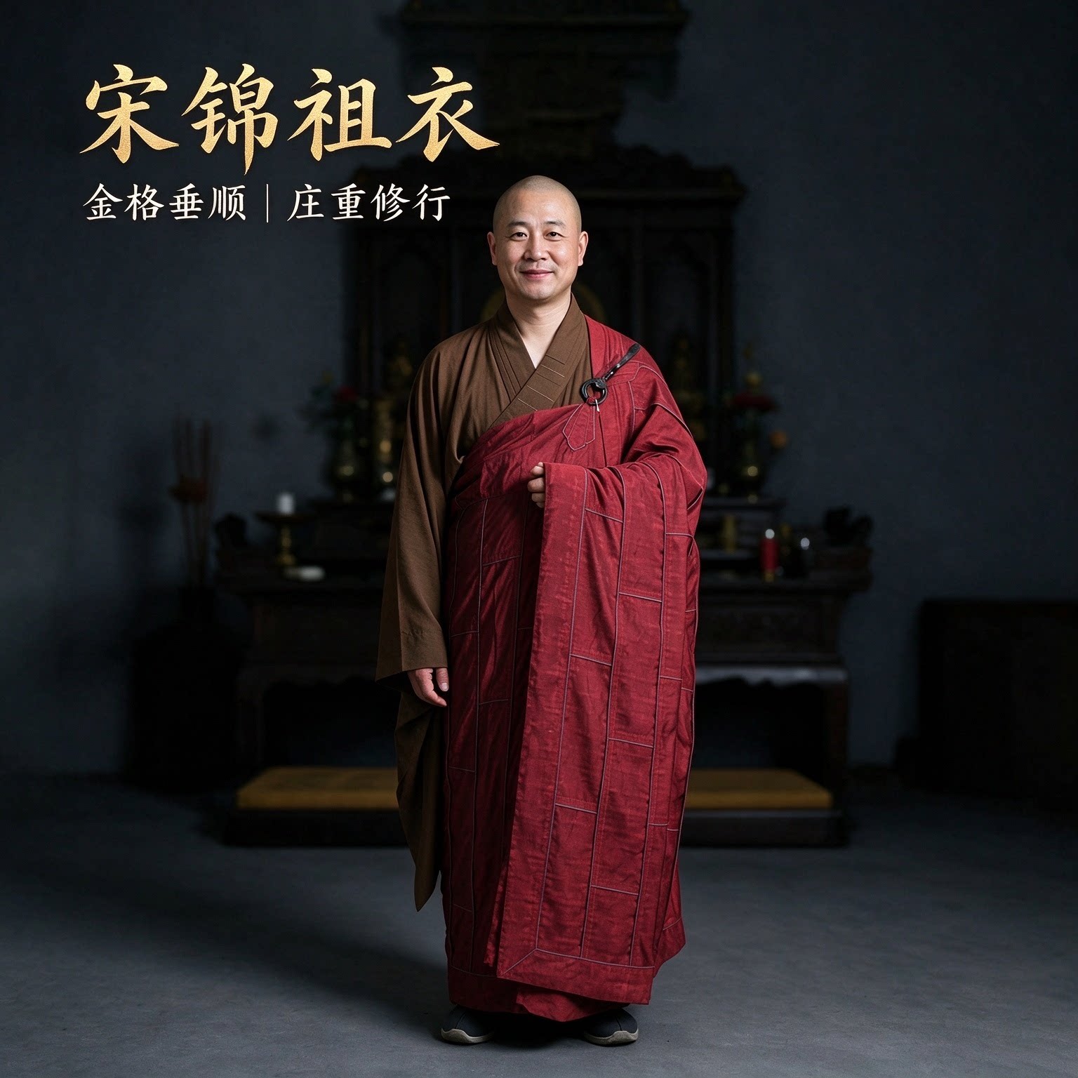照喜迦僧服宋锦袈裟祖衣红色金边和尚衣四季款僧侣服
