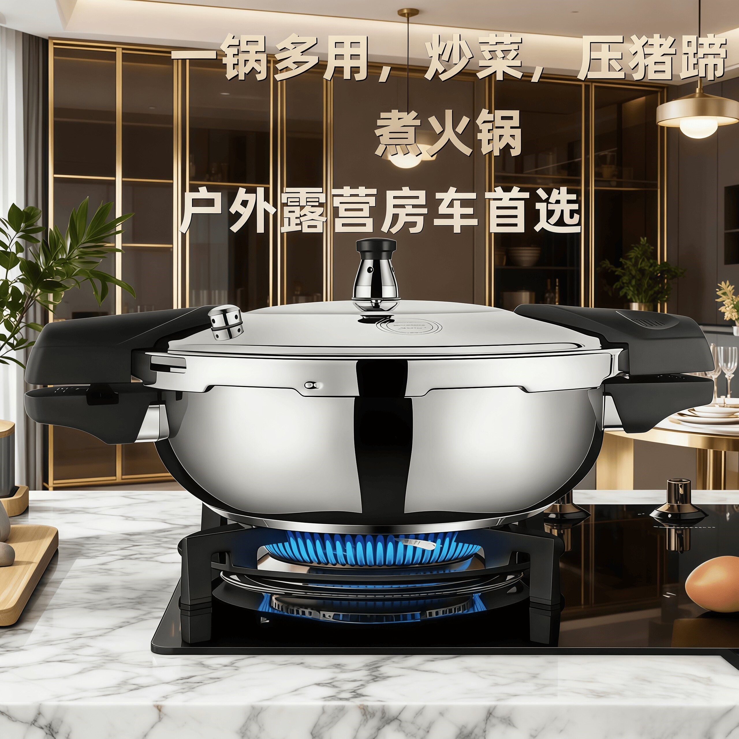 德国震龙迷你304不锈钢高压锅户外微压锅煮饭锅蒸锅加厚火锅鱼形