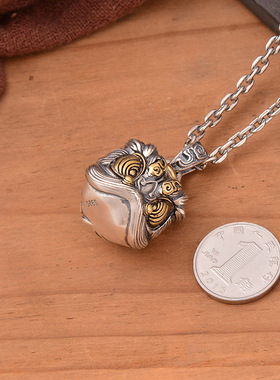 种花家无事牌新款中国风复古醒狮吊坠项链个性小众时尚设计高级