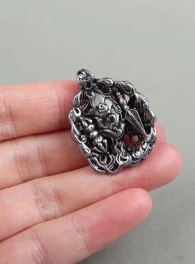 种花家无事牌如法莲师九头火焰铁蝎佛珠项链吊坠天铁五金娘拉铁