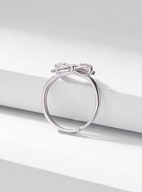 法国cherrykoko蝴蝶结戒指女925银小众设计新款简约开口食指