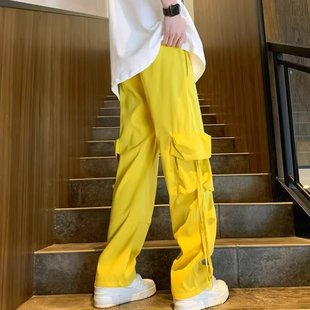 美式复古工装裤女夏季高腰直筒阔腿设计感小众宽松休闲拖地长裤潮