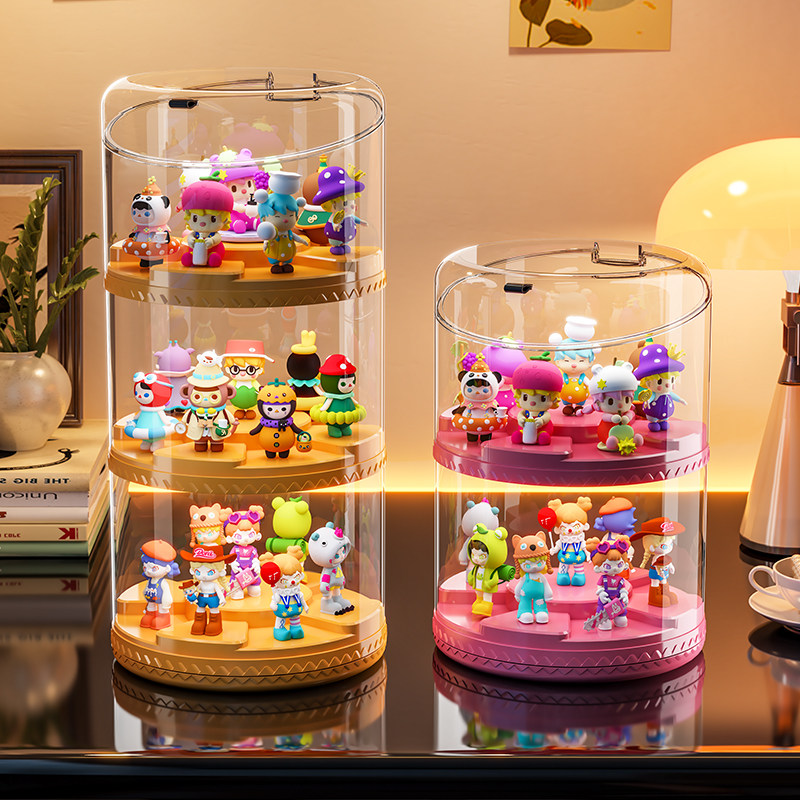 旋转盲盒收纳展示架亚克力透明防尘摆件手办展示柜泡泡玛特展示盒,收纳整理,手办收纳盒,淘宝优惠券,粉丝福利购,淘宝优惠卷